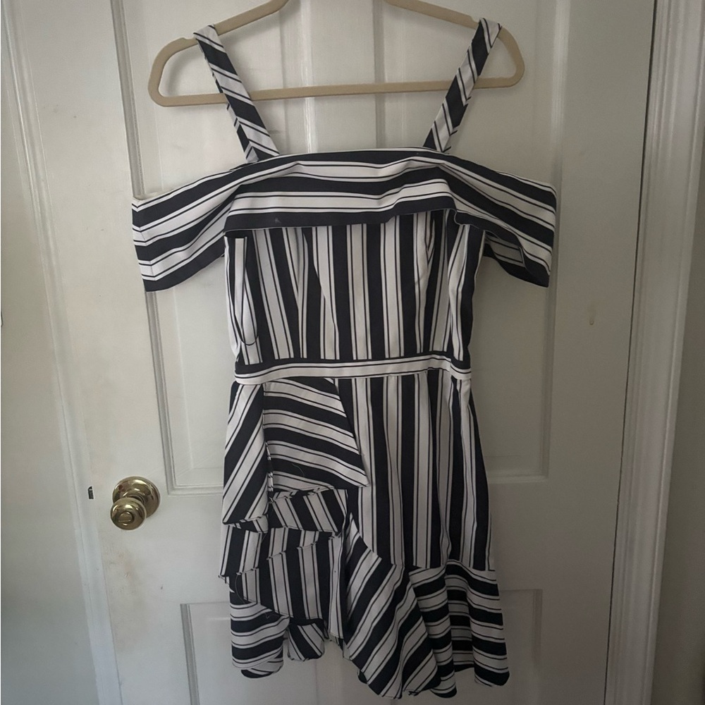 Finders Navy Blue and White Striped Dress